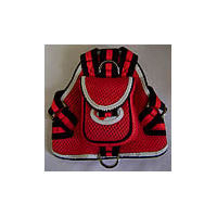 The Backpack dog harness in red, product image.