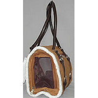 The mesh side panels of the Berber Dog Carrier.