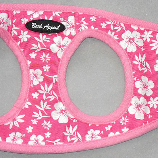 Detail of the pattern of the Pink Hibiscus EZ Wrap Harness.