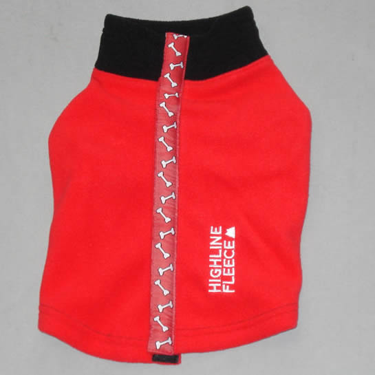 The back of the red Highline Fleece Coat.