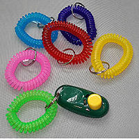 Showing the colors of the Wrist Coil for the iClick Clicker, including green, pink, light blue, red, dark blue, and yellow.