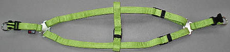 The green Microfiber Step-in Harness shown open and flat.