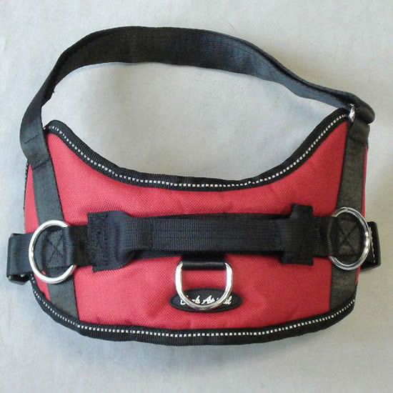 The top of the Reflective No-Pull Harness in red laid flat.