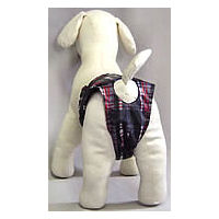 A white dog mannequin showing the back end of the Hygienic Panty.