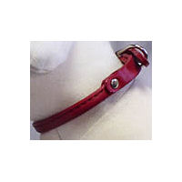 Detail of the red Poochee Rolled Leather Collar.