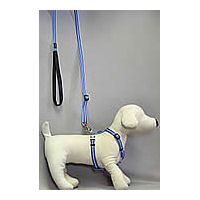 Side view of the mannequin dog wearing the blue Reflective Harness by Red Dingo.