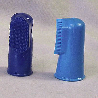 Front and side of the Finger Toothbrush.