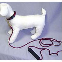 White dog mannequin wearing a Rope Collar and rope leash matching the Traffic Lead by Timberwolf.