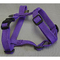 The Standard Harness by Timberwolf in purple laid flat to show the adjusters on all straps.