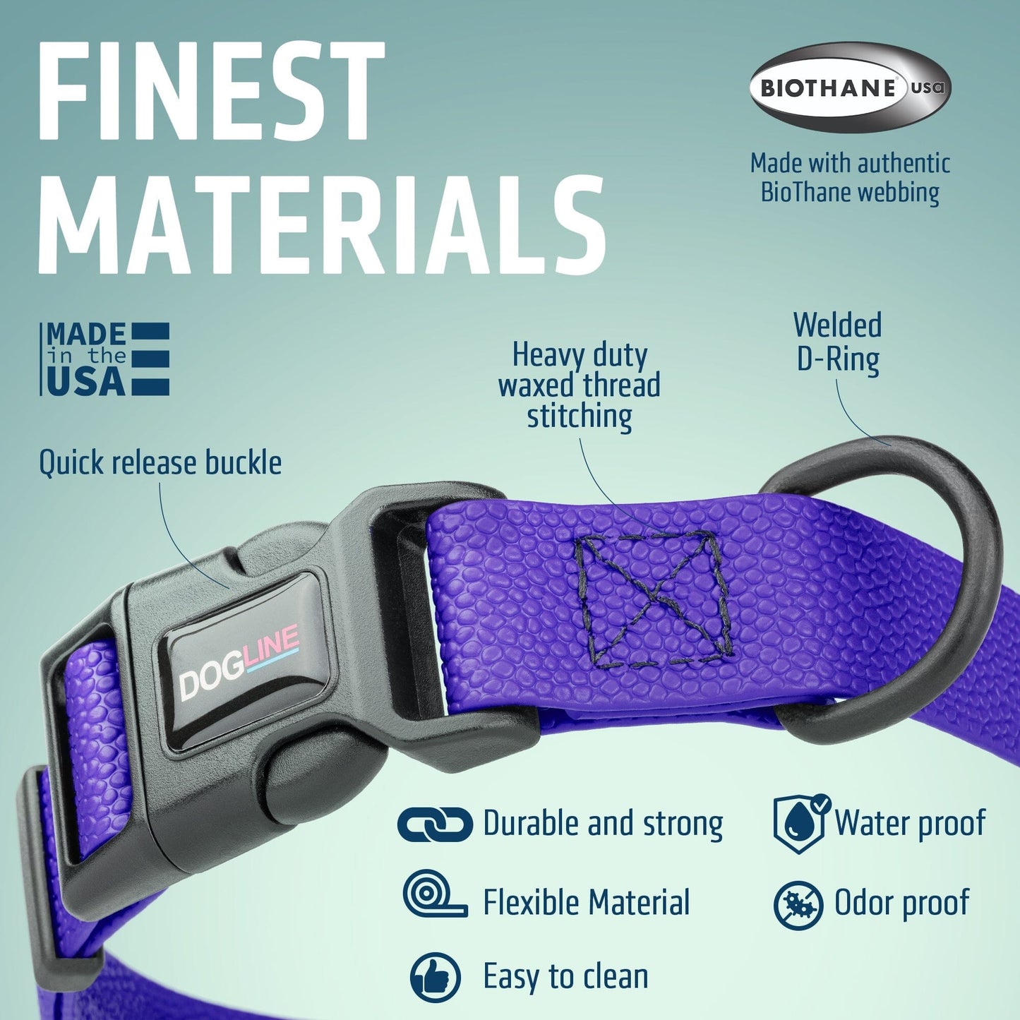Pebble Emboss Biothane Dog Collar with Quick Release Buckle - Partner Brand