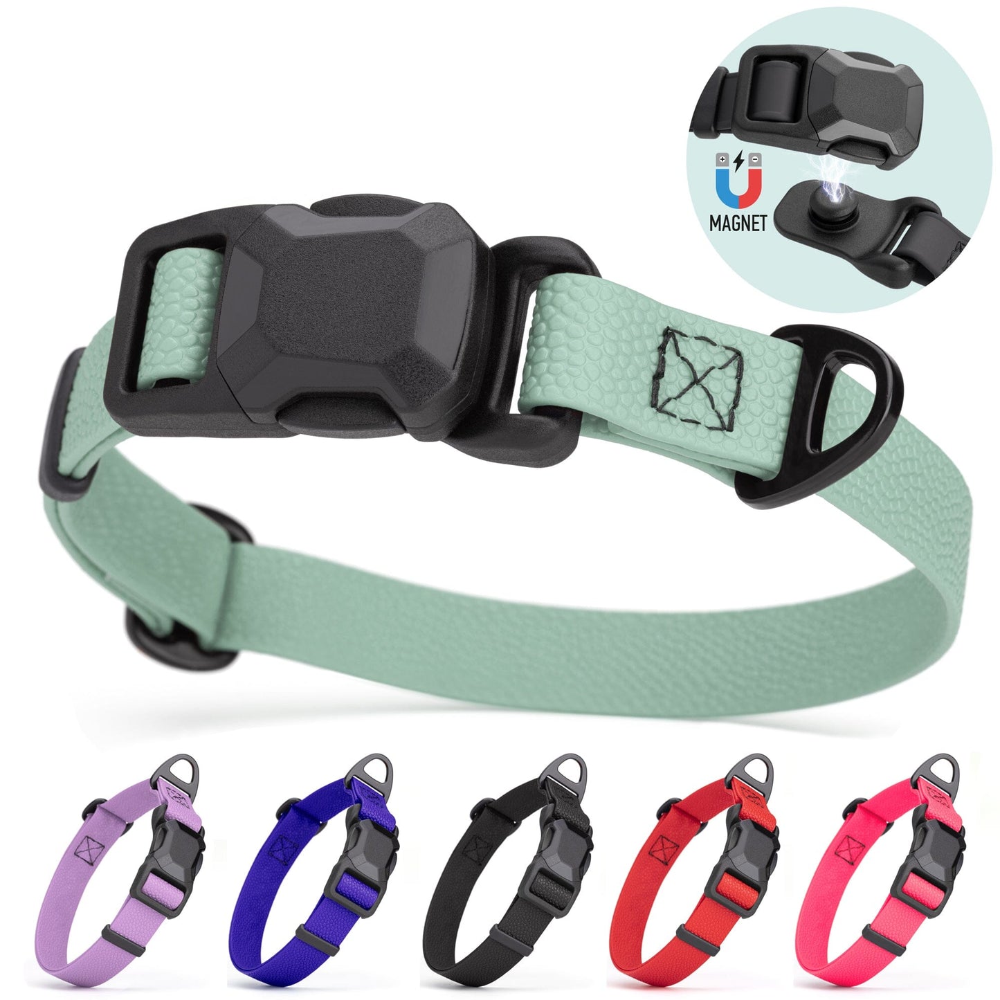 Dogline Pebble Emboss Biothane Dog Collar with Magnetic Buckle - Partner Brand