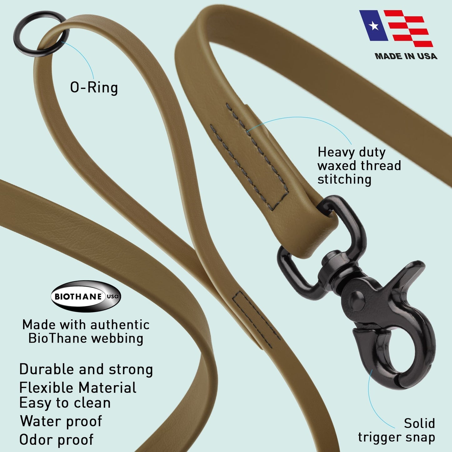 Biothane Dog Leash with Black Scissor Snap - Partner Brand