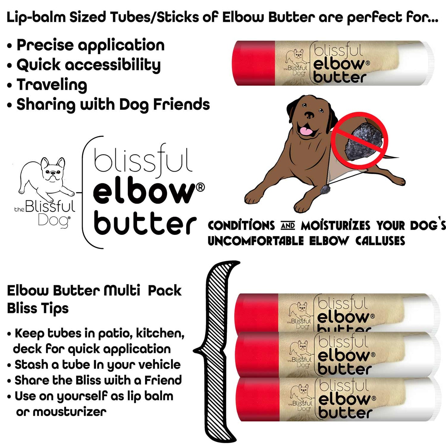 Blissful Elbow® Butter Conditions Your Dog's Elbow Calluses - Partner Brand