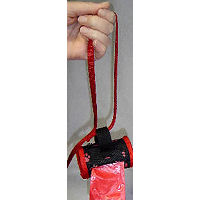 The Clean up bag dispenser attached to a leash handle.